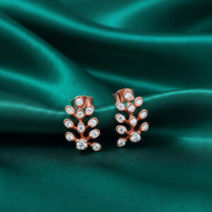 CRYSTAL LEAF DIAMOND EARRINGS - 18K JEWELLERY