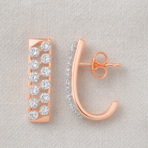 DAZZLING DUAL ROW DIAMOND EARRINGS- 18K JEWELLERY