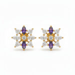 Purple Prism Bloom Gold Studs - 22K Jewellery