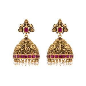 RATNA SHOBHA TEMPLE GOLD JHUMKAS- 22K JEWELLERY
