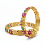 FLORAL FILIGREE GOLD BANGLES - 22K JEWELLERY