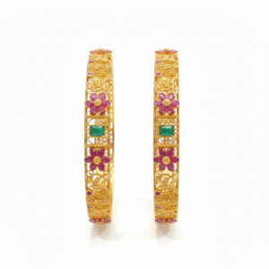 FLORAL FILIGREE GOLD BANGLES - 22K JEWELLERY