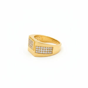 IMPERIAL GRID MEN'S GOLD RING - 22K JEWELLERY