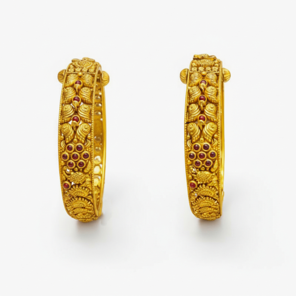 SAANJH FLORAL GOLD BANGLE - 22K JEWELLERY SAANJH FLORAL GOLD BANGLE - 22K JEWELLERY