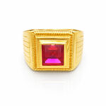 ROYAL CRIMSON MEN'S GOLD RING - 22K JEWELLERY