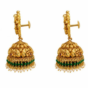NAVRATNA RAJSI GOLD JHUMKAS- 22K JEWELLERY