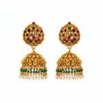NAVRATNA RAJSI GOLD JHUMKAS- 22K JEWELLERY