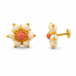 Moti Pushp Gold Earrings - 22K Jewellery