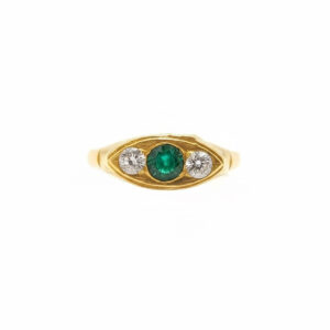 Verdant Trinity Eye Gold Ring - 22K Jewellery