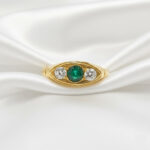 Verdant Trinity Eye Gold Ring - 22K Jewellery