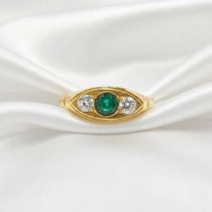 Verdant Trinity Eye Gold Ring - 22K Jewellery