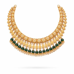 Gold 22kt Necklace with Natural Green Stones