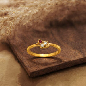 Elegant Trio Spark Gold Ring - 22K Jewellery