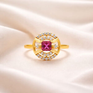 Velvet Glow Halo Gold Ring - 22K Jewellery