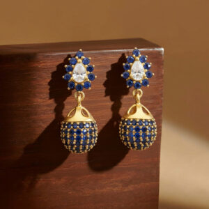 Royal Blue Gold Jhumka - 22K Jewellery