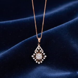 Floral Radiance Diamond Pendant with Chain - 18K Jewellery