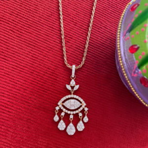 Sparkle Eye Diamond Pendant with Chain - 18K Jewellery