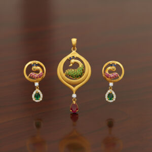 MAYURA ANAYA GOLD PENDANT SET - 22K JEWELLERY