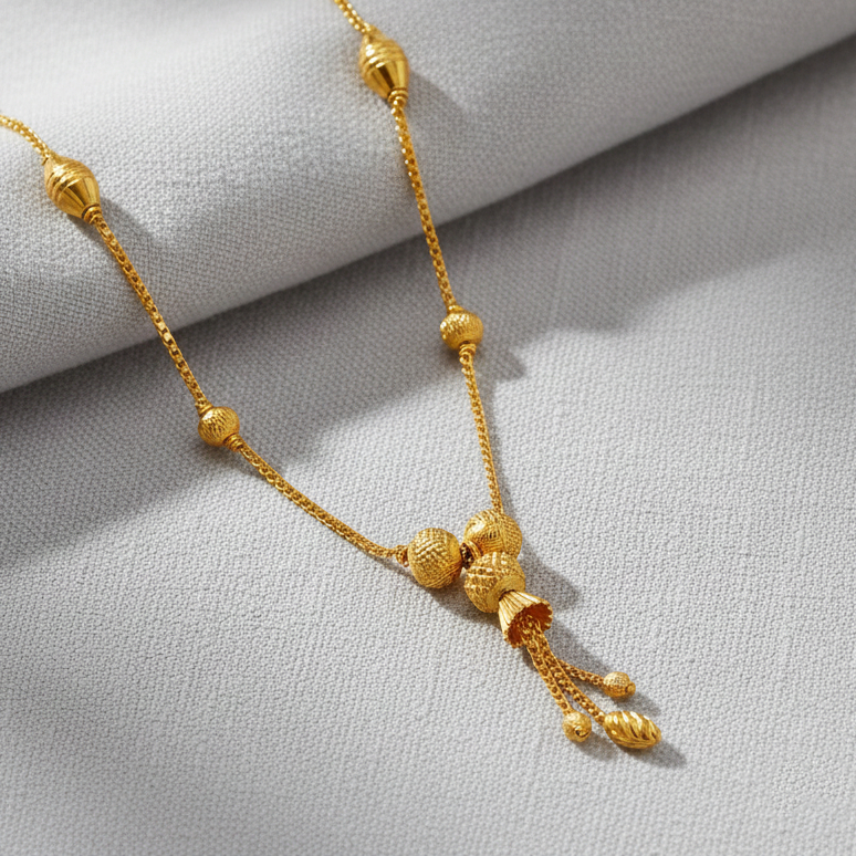 Swarna Dorika Beaded Gold Chain- 22K Jewellery Swarna Dorika Beaded Gold Chain- 22K Jewellery