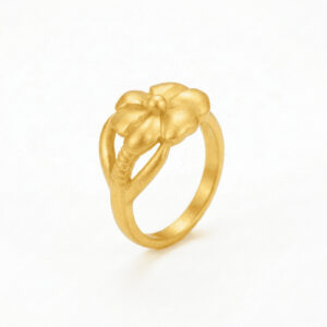 Radiant Flower Crest Gold Ring - 22K Jewellery