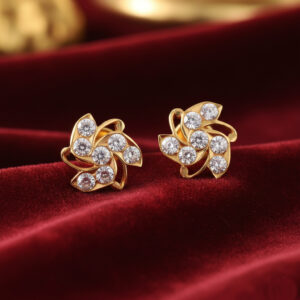 Stone Spark Gold Earrings with CZ - 22K Jewellery