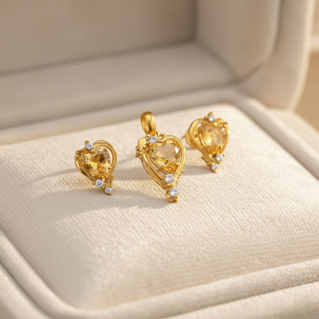 AMOUR GLOW HEART GOLD PENDANT SET - 22K JEWELLERY AMOUR GLOW HEART GOLD PENDANT SET - 22K JEWELLERY