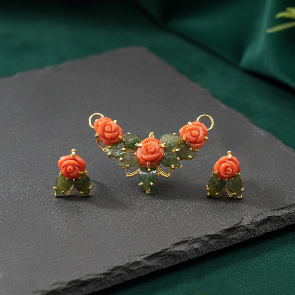 GULNAAR BLOOM GOLD PENDANT SET - 22K JEWELLERY GULNAAR BLOOM GOLD PENDANT SET - 22K JEWELLERY