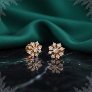 Classy Floral Diamond Earrings - 18K Jewellery