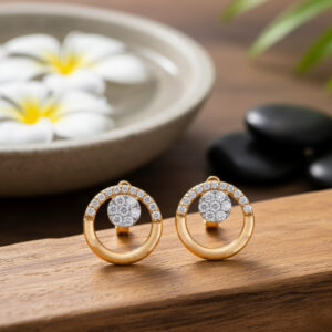 Golden Orbit Diamond Earrings - 18K Jewellery