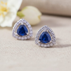 Blue Stone Diamond Earrings - 18K Jewellery