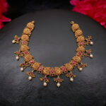 Regal Pearl and Stone Gold Choker - 22K Jewellery