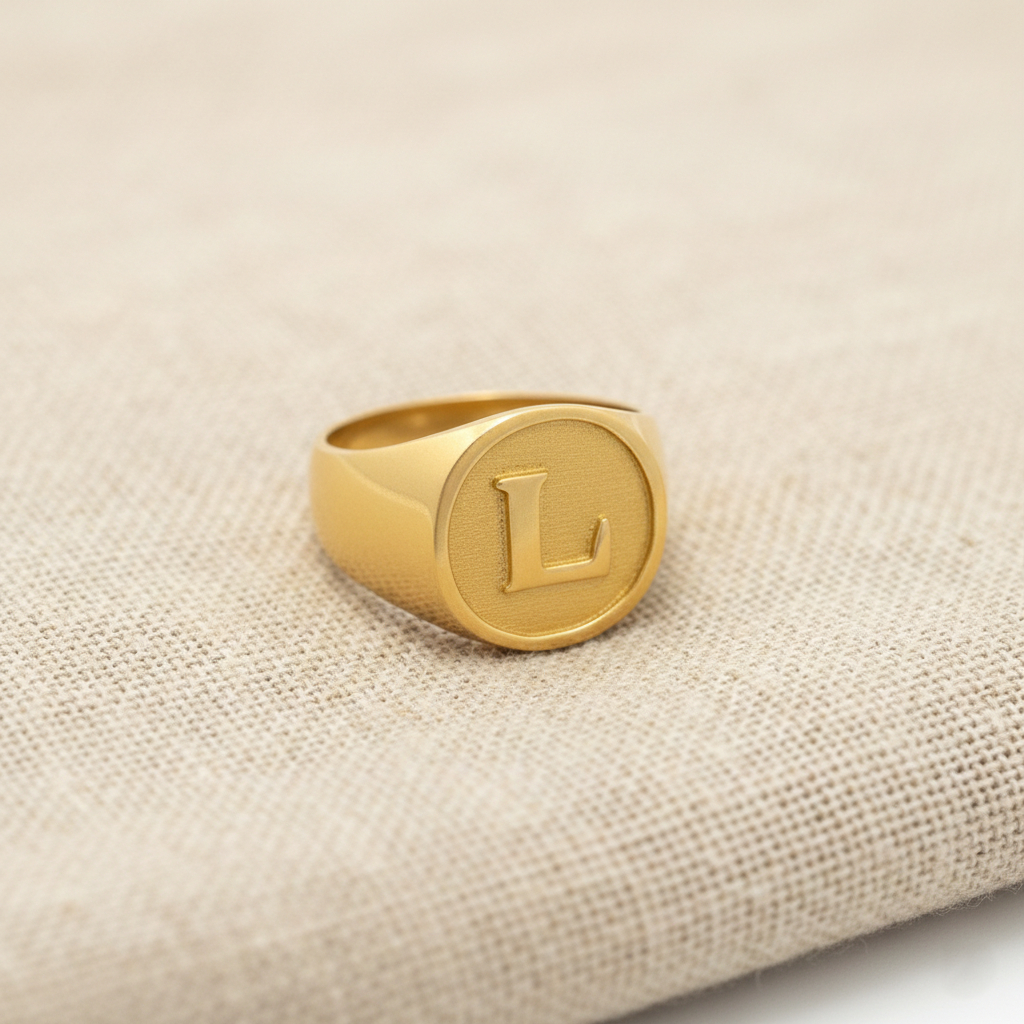 L- MONOGRAM MEN'S GOLD RING - 22K JEWELLERY L- MONOGRAM MEN'S GOLD RING - 22K JEWELLERY