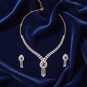 Red Bloom Diamond Set - 18K Jewellery