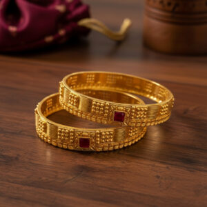 SHAHI CHAUKOR GOLD BANGLES - 22K JEWELLERY