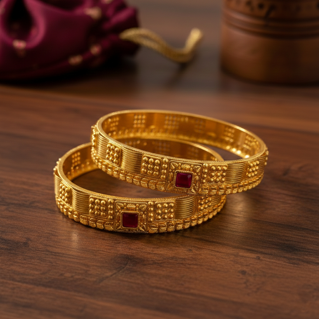 SHAHI CHAUKOR GOLD BANGLES - 22K JEWELLERY SHAHI CHAUKOR GOLD BANGLES - 22K JEWELLERY