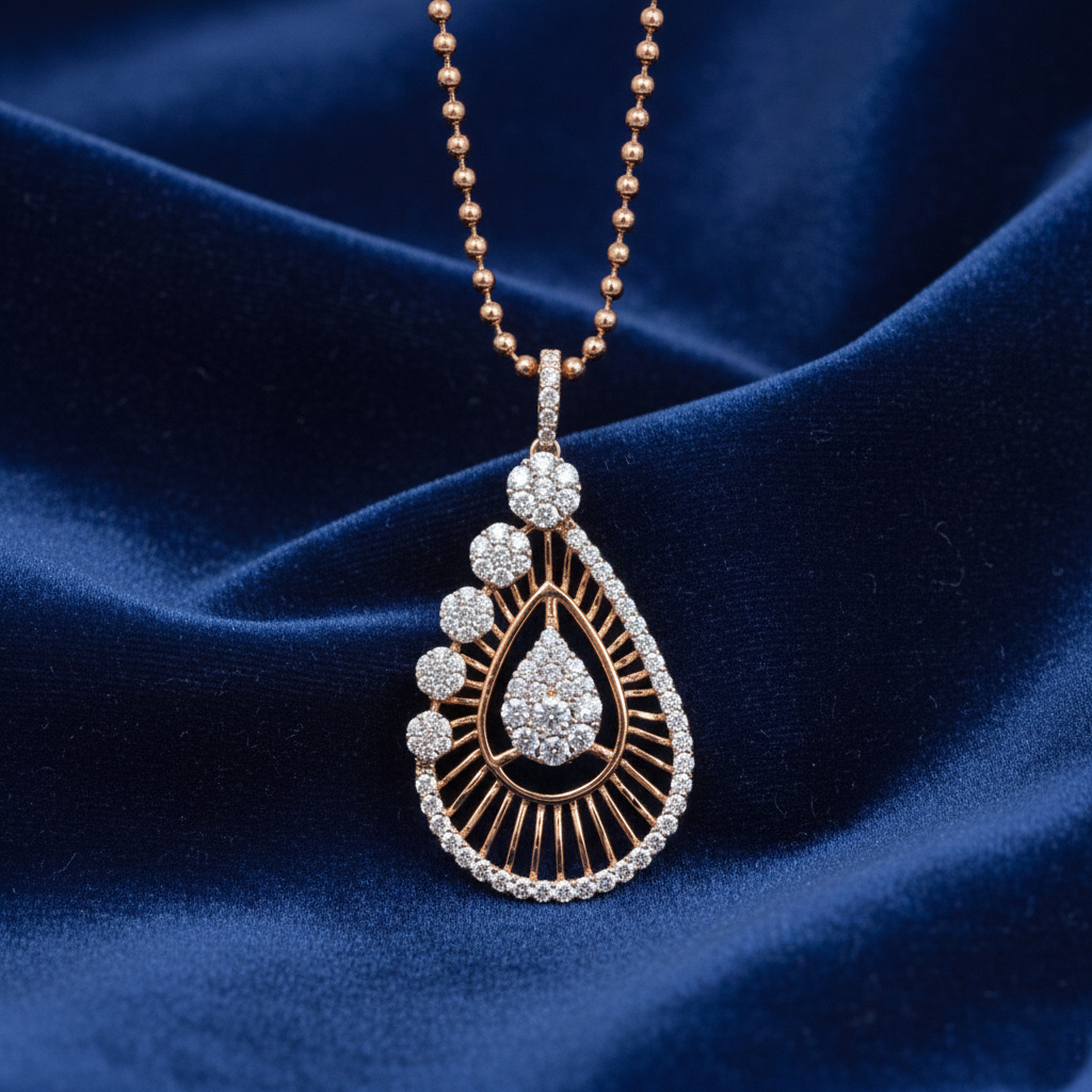 Pearl Flame Diamond Pendant with Chain - 18K Jewellery Pearl Flame Diamond Pendant with Chain - 18K Jewellery