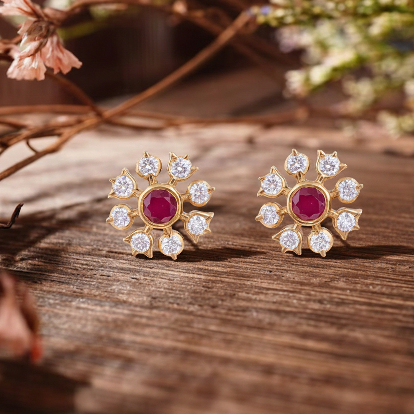 Floral Majesty Diamond Earrings - 22K Jewellery Floral Majesty Diamond Earrings - 22K Jewellery