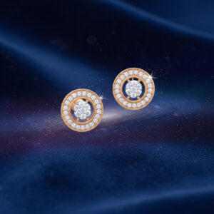 Crown Circle Diamond Earrings - 18K Jewellery