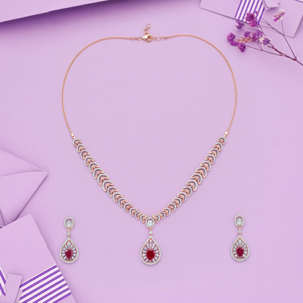 Cherry Flame Diamond Set - 18K Jewellery Cherry Flame Diamond Set - 18K Jewellery