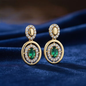 Timeless Green Charm Gold Earrings - 22K Jewellery