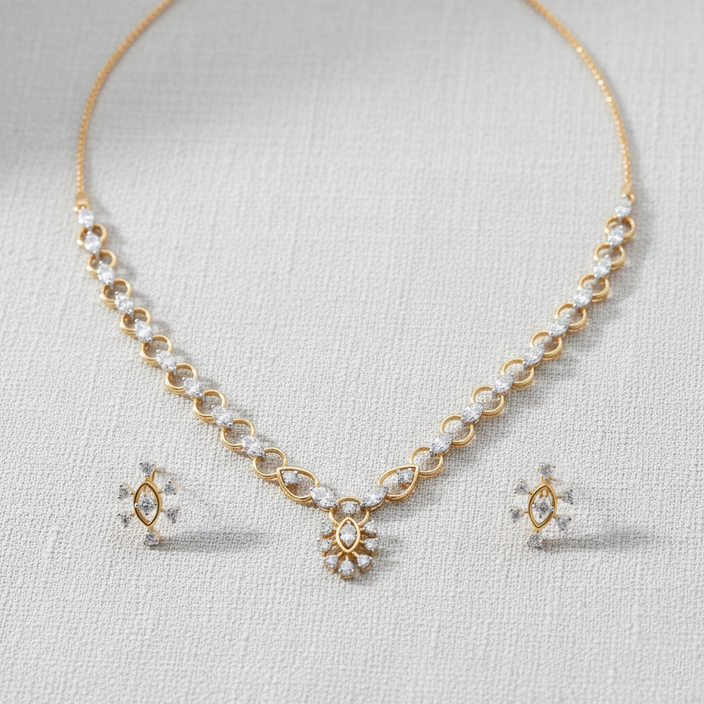 Elegant Floral Diamond Set - 18K Jewellery Elegant Floral Diamond Set - 18K Jewellery