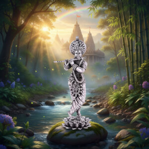 Lord Krishna Antique Silver Idol - 925 Sterling Silver