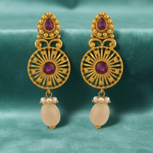 Ratna Pearl Drop Gold Earrings - 22K Jewellery