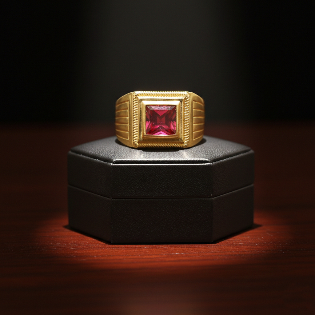 ROYAL CRIMSON MEN'S GOLD RING - 22K JEWELLERY ROYAL CRIMSON MEN'S GOLD RING - 22K JEWELLERY