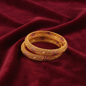 Gold Ruby Raag Bangles - 22K Jewellery