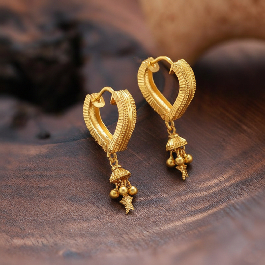 Crystal Flow Gold Earrings - 22K Jewellery Crystal Flow Gold Earrings - 22K Jewellery