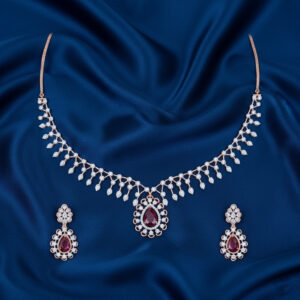 Royal Ruby Drop Diamond Set - 18K Jewellery