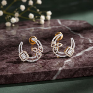 Graceful Circle Bloom Diamond Earrings - 18K Jewellery