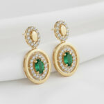 Timeless Green Charm Gold Earrings - 22K Jewellery