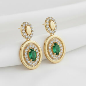Timeless Green Charm Gold Earrings - 22K Jewellery